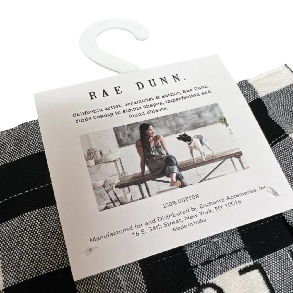 Rae Dunn Blessed /Cook /Home Sweet Home Apron Embroidered Patch‎ Pocket Checked